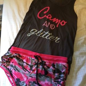 Summer pajama set☀️ Camo and glitter. Size: M